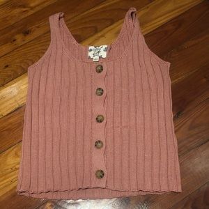 Hippie rose blush sweater button up tank top